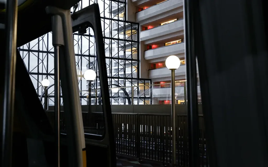 Inside the monorail at Disney's Contemporary Resort